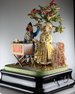 Antique double monkey musical automaton under glass dome, by Jean Phalibois