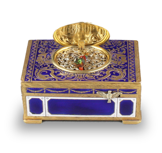 Bronze and duet enamel singing bird box, by Karl Griesbaum